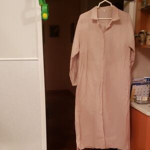 NEW.SHIRT COTTON MAXI DRESS. Soft Pink Apparel.For Summer Time Very Comfotrable